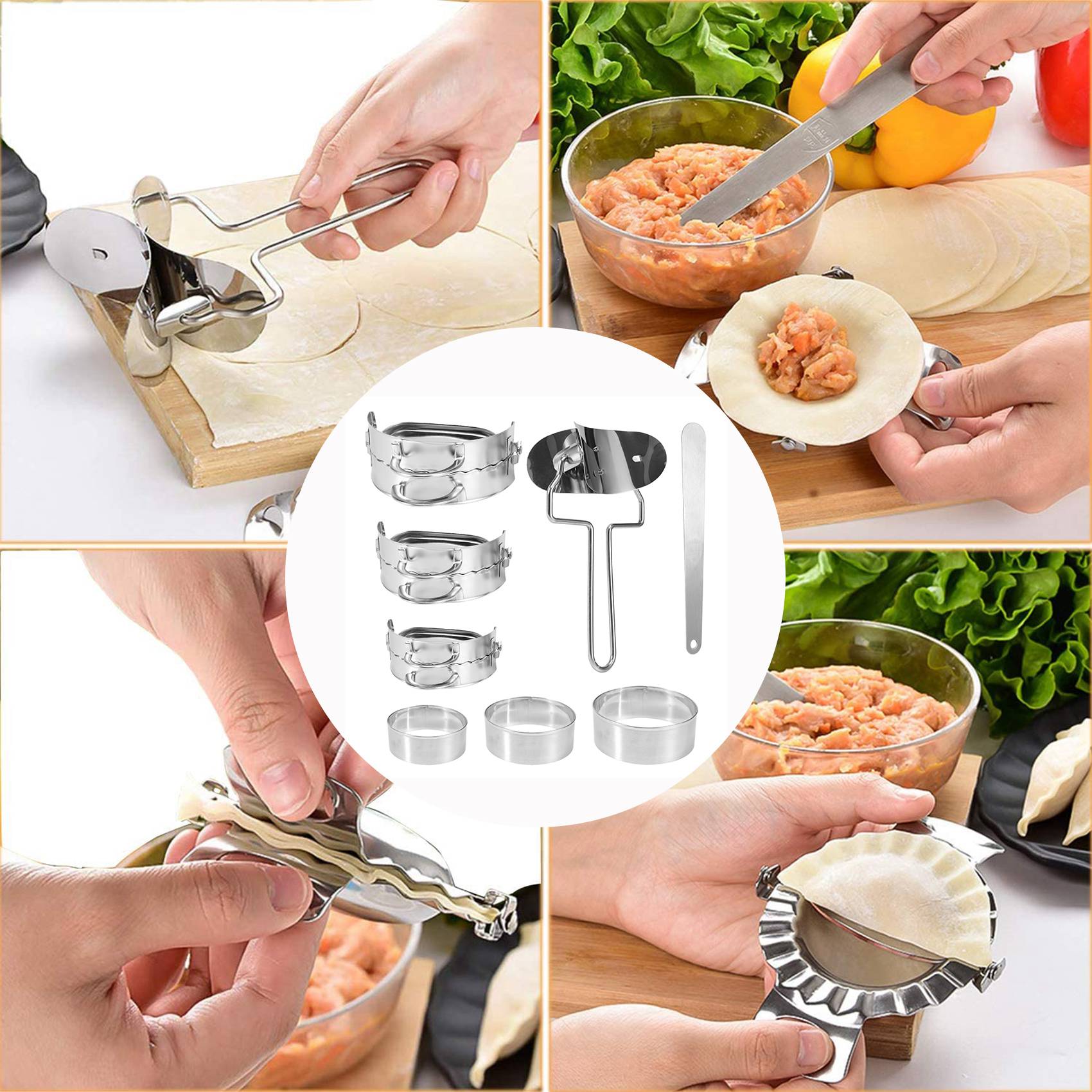 Gyoza Dumpling Maker - ABKW 만두 제조기 8개 세트, 중국식